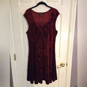 Torrid Burgundy Velvet Skater Dress Sz 1